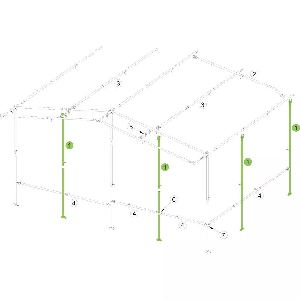 Brand Orkanstütze Vorzelt, Alu 28x1 Mm, 165-260 Cm