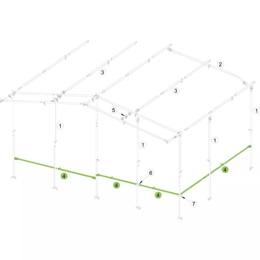Verandastange Vorzelt Brand Schellenstab, Stahl 22x1 Mm, 215-300 Cm